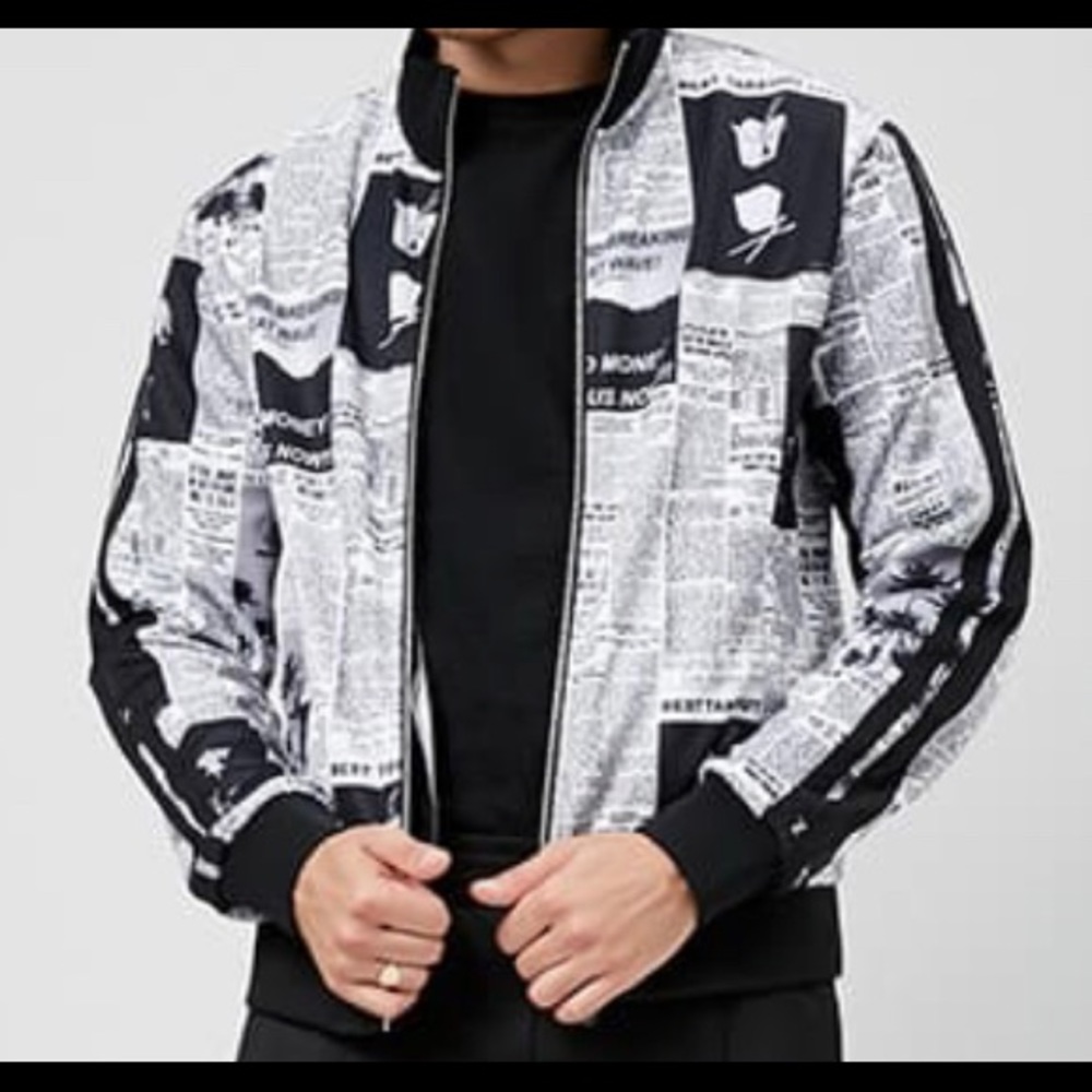 Newspaper Print Joggers and Jacket